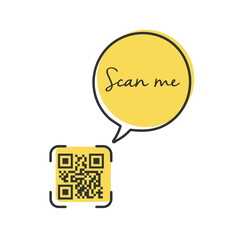 QR code for smartphone. Inscription scan me with smartphone icon. Qr code for payment.