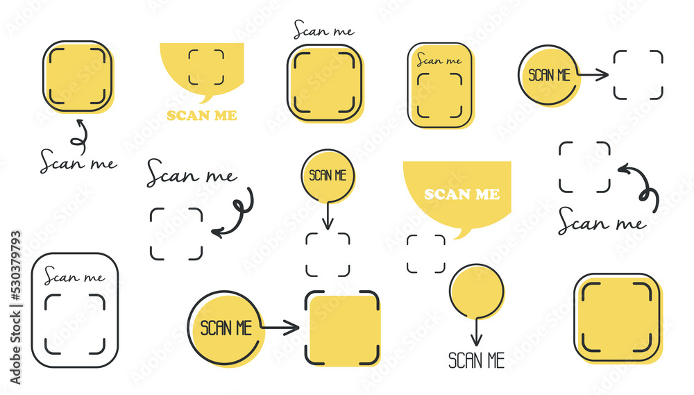 Fototapete scan me phone tag. qr code mock up, mockup set. barcode smartphone id icon. cellphone qrcode banner.