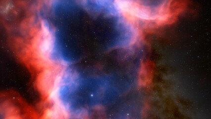 Deep space nebula with stars. Bright and vibrant Multicolor Starfield Infinite space outer space background with nebulas and stars. Star clusters, nebula outer space background 3d render
