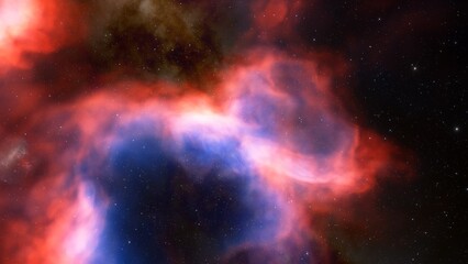 Fototapeta premium Deep space nebula with stars. Bright and vibrant Multicolor Starfield Infinite space outer space background with nebulas and stars. Star clusters, nebula outer space background 3d render 