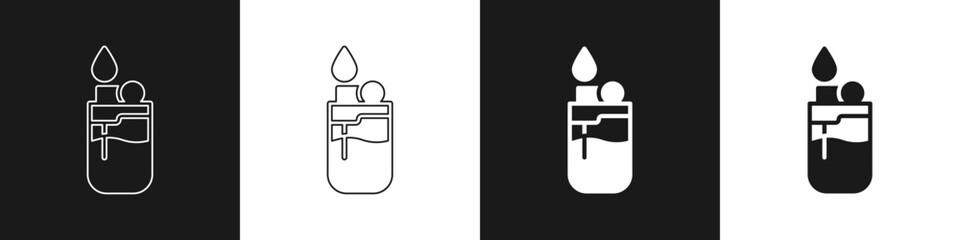 Obraz premium Set Lighter icon isolated on black and white background. Vector