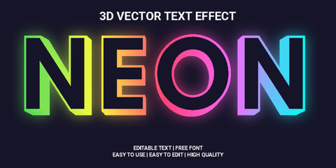 Neon 3d Editable Vector Text Effect Design