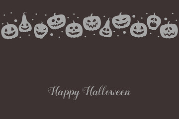 Concept of Halloween card with pumpkin lanterns and wishes. Vector