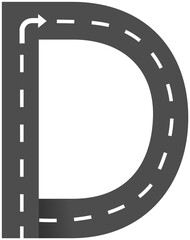 Letter D, Road & Street Alphabet letter. travel concept, png.