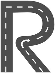 Fototapeta premium Letter R, Road & Street Alphabet letter. travel concept, png.