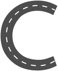 Letter C, Road & Street Alphabet letter. travel concept, png.