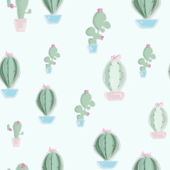 pastel pattern with cactus motifs, perfect for covers, greeting cards, decorative paper