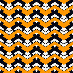 Ethnic seamless pattern. Freehand zigzag stripes print. Boho chic design background. Tribal style wallpaper. Brush wavy lines. Handdrawn geometric ornament. Chevron backdrop. Indigenous image.