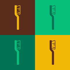Pop art Toothbrush icon isolated on color background. Vector