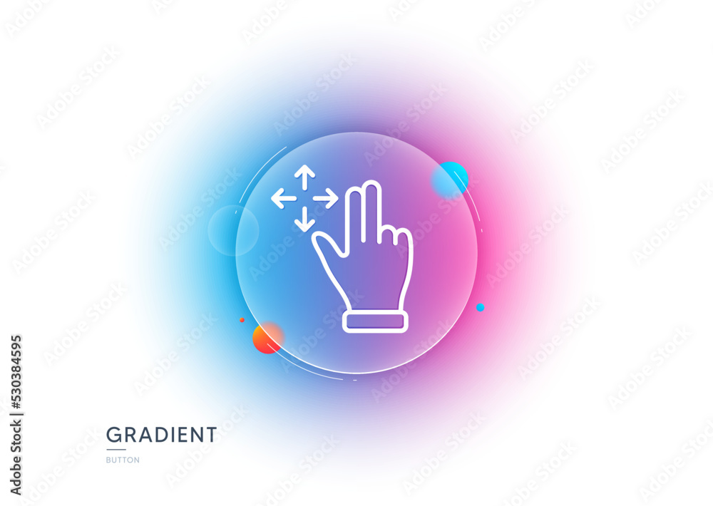Poster move gesture line icon. gradient blur button with glassmorphism. slide arrow sign. swipe action symb