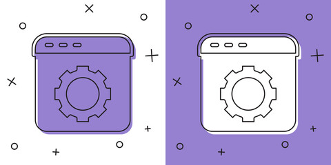 Set Browser setting icon isolated on white and purple background. Adjusting, service, maintenance, repair, fixing. Vector