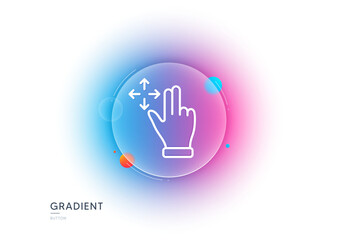 Move gesture line icon. Gradient blur button with glassmorphism. Slide arrow sign. Swipe action symbol. Transparent glass design. Move gesture line icon. Vector