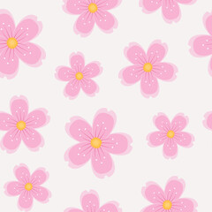 Pink sakura flowers seamless pattern