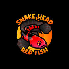 SNAKE HEAD CHANNA FISH MASCOT LOGO CARTOON VECTOR