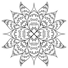 Mandala like flower or star, basic and simple mandalas Coloring Book for adults, seniors, and beginner. Digital drawing. Floral. Flower. Oriental. Book Page. Vector.