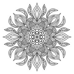 Mandala like flower or star, basic and simple mandalas Coloring Book for adults, seniors, and beginner. Digital drawing. Floral. Flower. Oriental. Book Page. Vector.