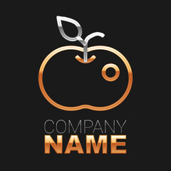 Line Poison apple icon isolated on black background. Poisoned witch apple. Colorful outline concept. Vector