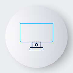 Line Computer monitor icon isolated on white background. PC component sign. Colorful outline concept. Vector