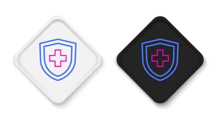 Fototapeta premium Line Life insurance with shield icon isolated on white background. Security, safety, protection, protect concept. Colorful outline concept. Vector