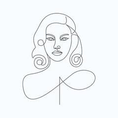 abstract beauty girl cute female portrait elegant one line art style lined illustration