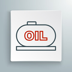 Line Oil tank storage icon isolated on white background. Vessel tank for oil and gas industrial. Oil tank technology station. Colorful outline concept. Vector