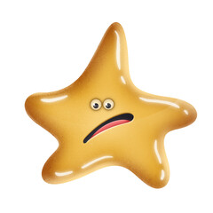 Cartoon golden star on white background.