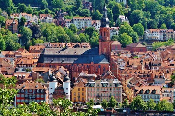 Heidelberg, historische Altstadt mit Heiliggeistkirche