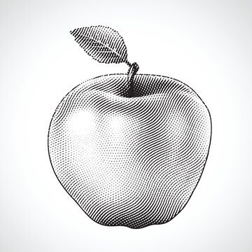Scratchboard Engraved Apple