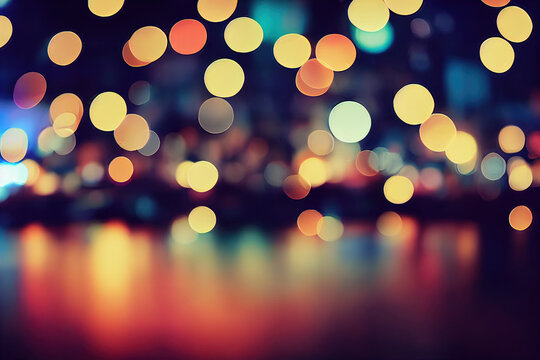 Bokeh lights, blurred light abstract background, 3d illustration