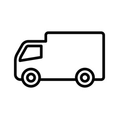 Van icon. Delivery truck. Black contour linear silhouette. Side view. Editable strokes. Vector simple flat graphic illustration. Isolated object on a white background. Isolate.