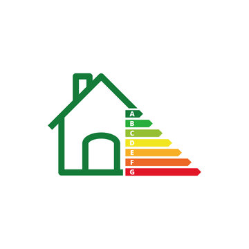 House class energy and economics sign. Energy-efficient house icon isolated on white background