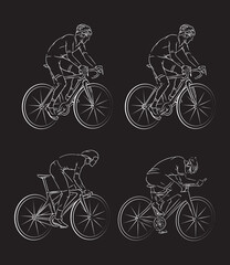 Stylized, geometric bicyclist, cyclist sketch isolated. Sportsman, athlete silhouette illustration vector.