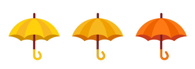 Yellow umbrellas. 3d umbrella set. Vector clipart isolated on white background. © graphic_arts