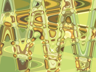 Green-brown wavy background for textiles or fabric products. Vibrant seamless pattern with metallic effect for scrapbooking, interior, prints, wallpaper, covers, etc. Ripples - colored rhythmic bursts