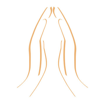 recommend clip art: folded hands of a man praying to God, abstract outline on a white background