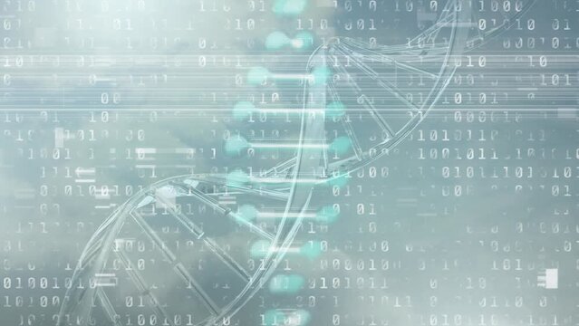 Animation of network of connections with icons over binary coding data processing