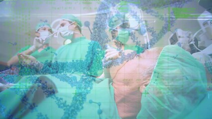 Animation of data processing over group of diverse business people mathematical equations - Powered by Adobe