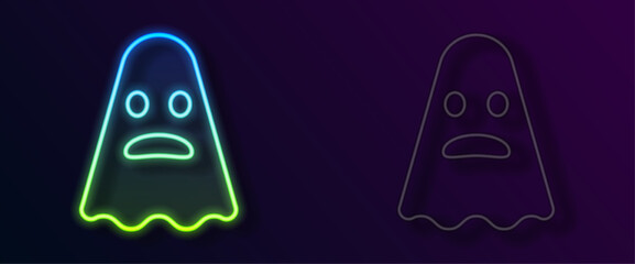 Glowing neon line Ghost icon isolated on black background. Happy Halloween party. Vector