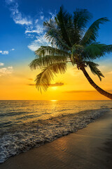Obraz na płótnie Canvas Beautiful Landscape Ocean Summer sunset Natural background Vertical 