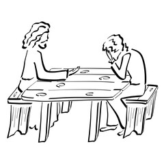 Fototapeta premium Lord Jesus, as the best friend sits at the table with a crying man, the care of the merciful Savior