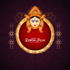 Happy Durga puja and happy Navratri religious Indian festival background