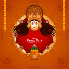 Happy Durga puja and happy Navratri cultural hindu festival background