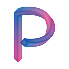 Isolated colored letter P with 3d effect Vector