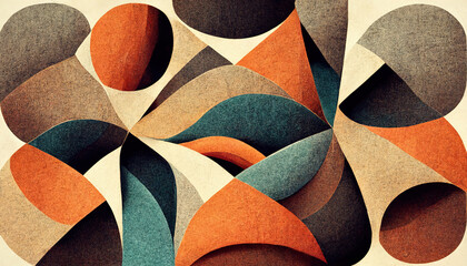 Abstract Neo Memphis style background with grainy texture. Trendy contemporary art. 3D illustration.