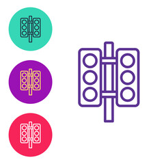 Set line Racing traffic light icon isolated on white background. Set icons colorful. Vector