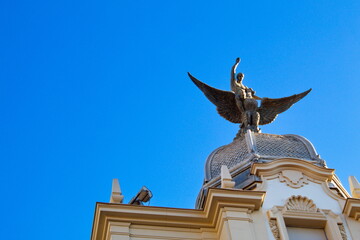 Obraz premium Nice building in Murcia with the Phoenix bird on the dome on a sunny day