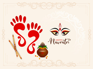 Durga Puja and traditional Indian Happy navratri festival background
