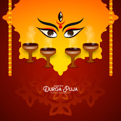 Indian festival Durga Puja and Happy navratri celebration card design