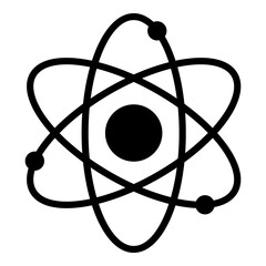 S&iacute;mbolo ciencia. Icono aislado con &aacute;tomo con electrones en &oacute;rbita