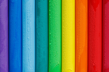 Rainbow plasticine background. Top view of modeling clay. Craft and art concept